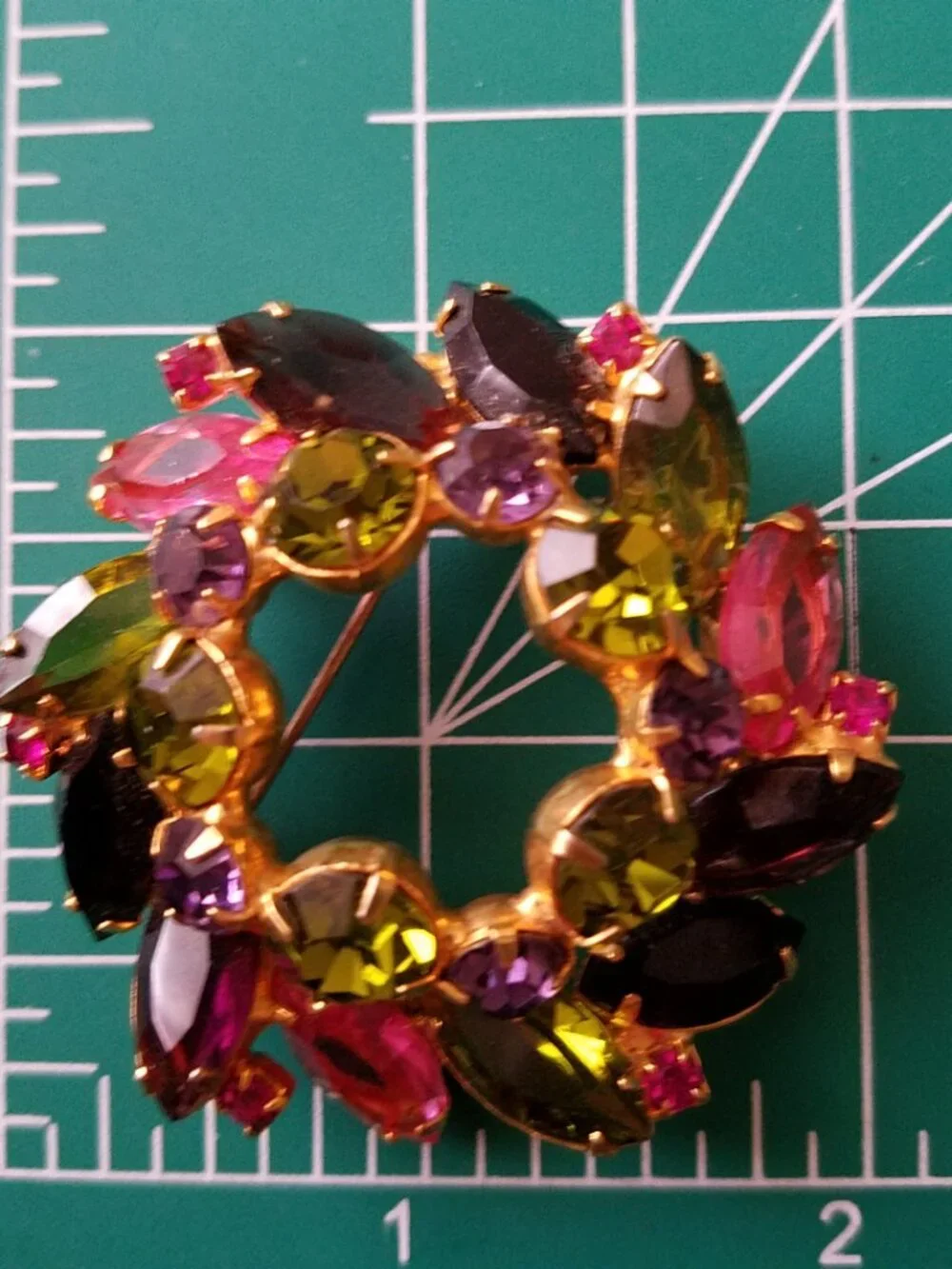 Vintage Juliana Multicolor Rhinestone Brooch Verified